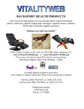 BACKSPORT HEALTH PRODUCTS - Advanced Memory Foam ...