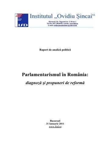 Parlamentarismul in Romania: diagnoza si propuneri de reforma