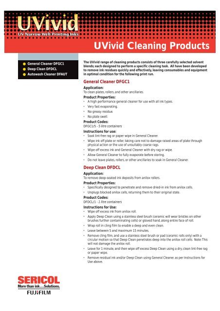 UVivid Cleaning Products - FUJIFILM SERICOL