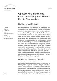 Optische und Elektrische Charakterisierung von Silizium für die ...