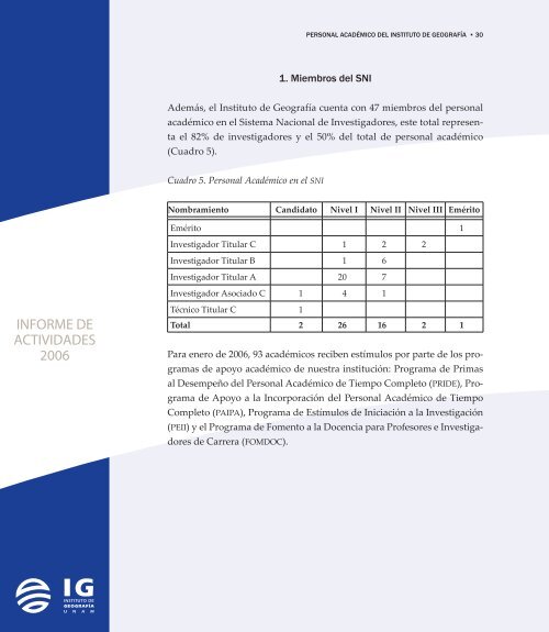 3er. Informe de Actividades - Instituto de GeografÃ­a - Universidad ...