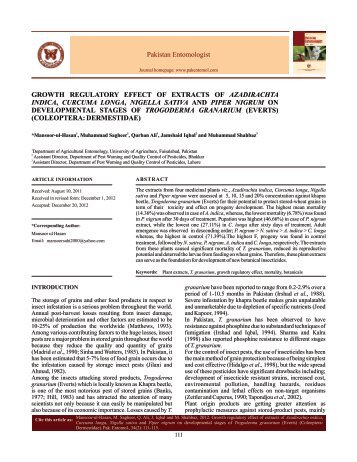 growth regulatory effect of extracts of azadirachta indica, curcuma ...