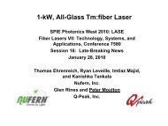 PW 2010: 1-kW, All-Glass Tm:fiber Laser - Q-Peak, Inc.