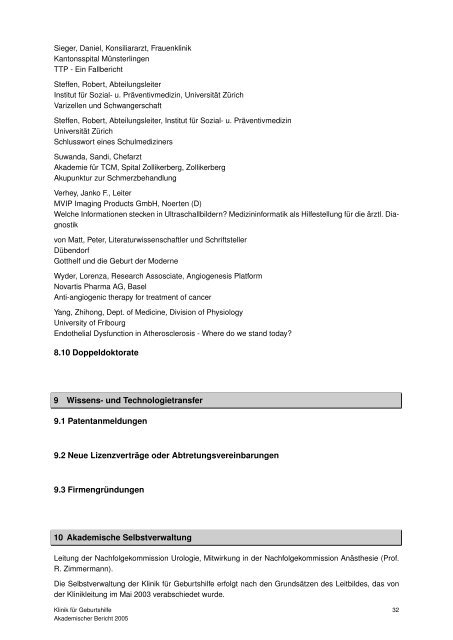 Akademischer Bericht 2005 - Geburtshilfe - UniversitÃƒÂ¤tsSpital ZÃƒÂ¼rich