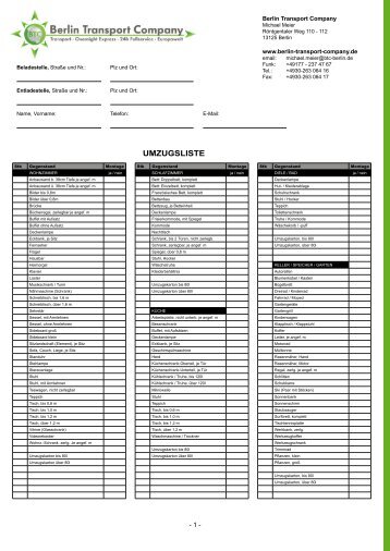 Umzugs-Checkliste (PDF) - Berlin Transport Company