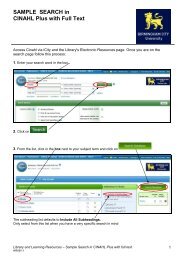 Guide to searching CINAHL - Birmingham City University. Library ...