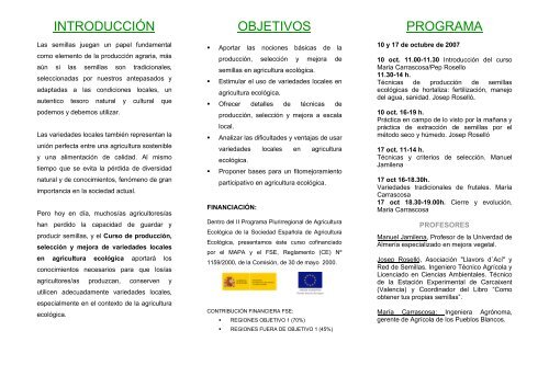 INTRODUCCIÓN OBJETIVOS PROGRAMA - Esporus