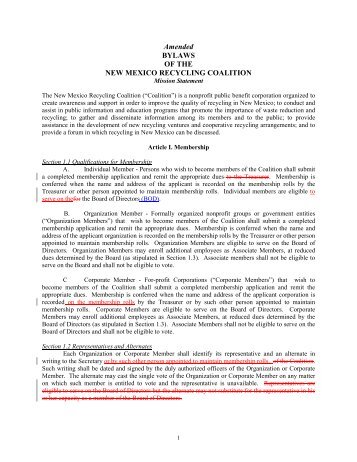 Amended BYLAWS OF THE NEW MEXICO RECYCLING COALITION