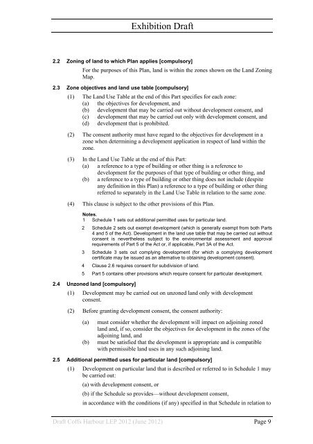part one draft coffs harbour local environmental plan 2012 - Coffs LEP
