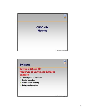 CPSC 424 Meshes Syllabus - Ugrad.cs.ubc.ca