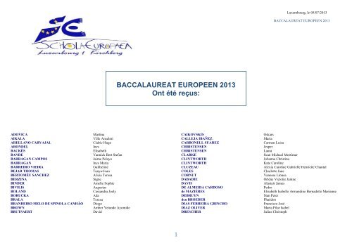 Bac-Results-2012-2013 - Ecole Européenne de Luxembourg I