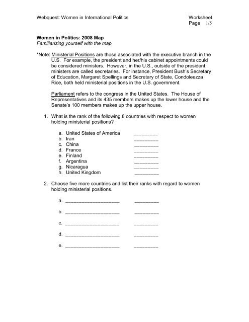 Webquest Ii Worksheet