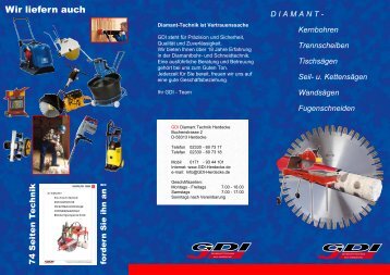 GDI Herdecke Lieferprogramm - GDI Diamant Technik Herdecke