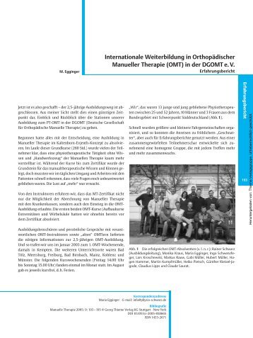 Internationale Weiterbildung in OrthopÃ¤discher Manueller ... - DGOMT