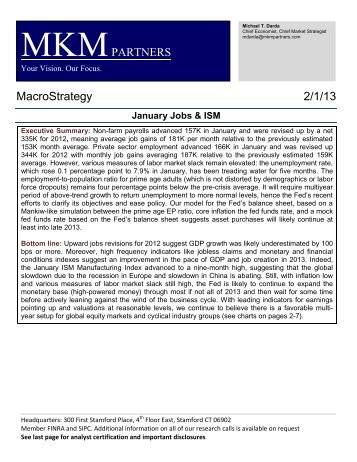 January Jobs & ISM - MKM Partners