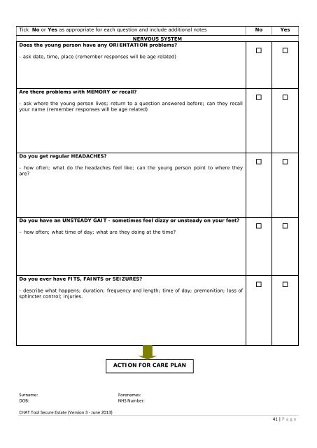 CHAT Tool - Offender Health Research Network