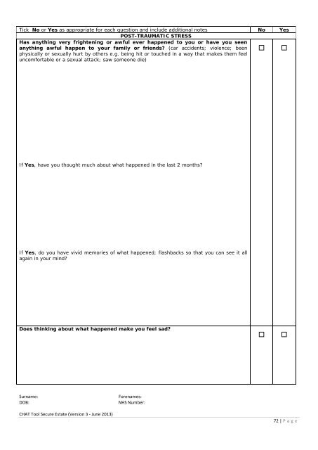 CHAT Tool - Offender Health Research Network