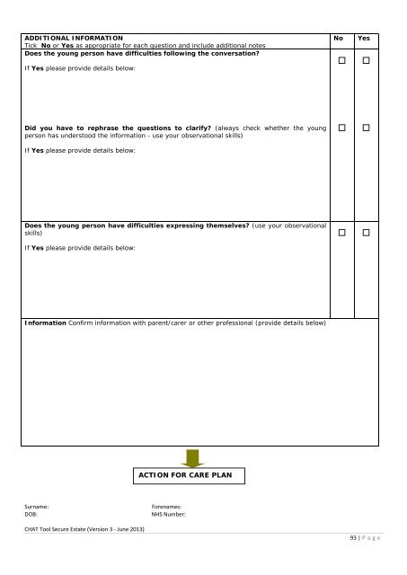 CHAT Tool - Offender Health Research Network