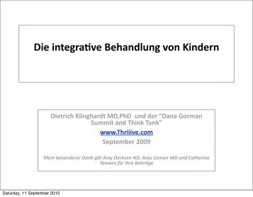 Die integrative Behandlung von Kindern - Klinghardt Academy