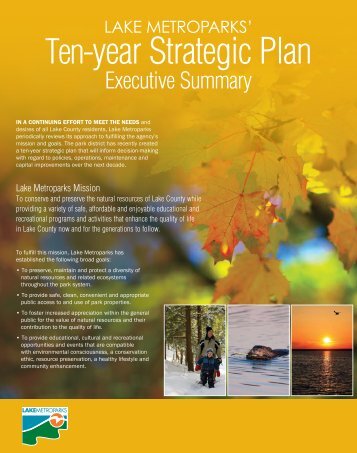 Lake Metroparks Ten-year Strategic Plan Executive Summary