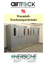 Warmluft- Trocknungsschränke - Hersche Airtrock