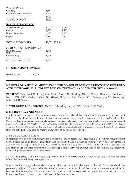 Transcript Historical Minute Book 1977 to 1993 - Ashdown Forest