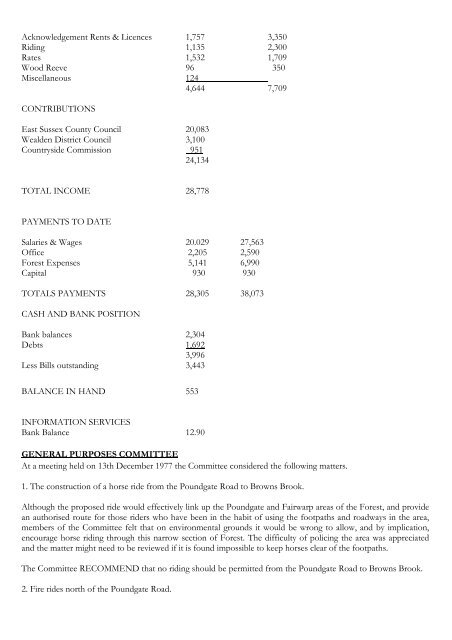 Transcript Historical Minute Book 1977 to 1993 - Ashdown Forest