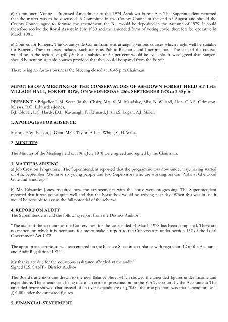 Transcript Historical Minute Book 1977 to 1993 - Ashdown Forest