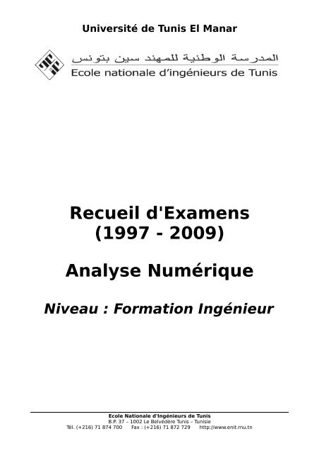 Recueil d'Examens (1997 - 2009) Analyse NumÃ©rique - lamsin