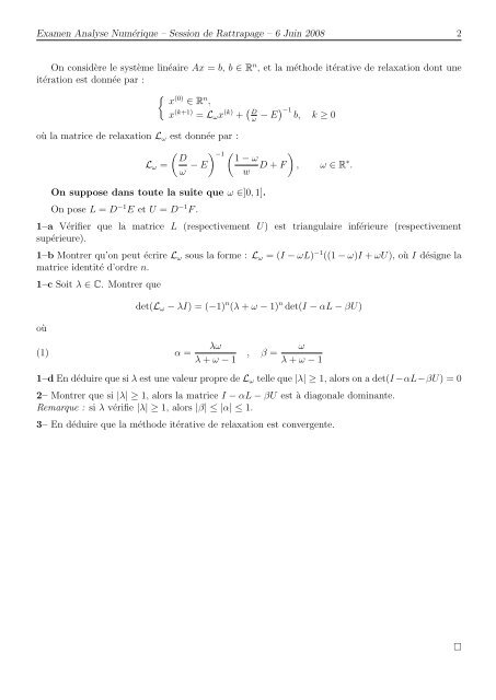 Recueil d'Examens (1997 - 2009) Analyse NumÃ©rique - lamsin