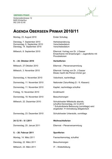 Agenda Schulmappe 10_11 - Schule Oberseen Primar