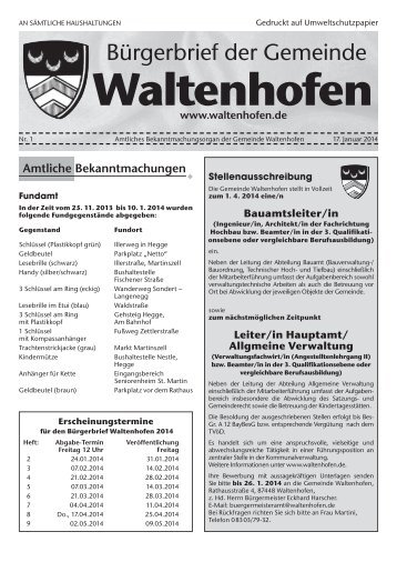 Bürgerbrief der Gemeinde - Waltenhofen