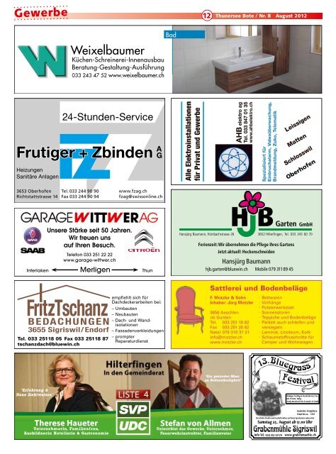 Samstag, 25. August 2012 10.00 â€“ 16.00 Uhr - bei der Jost Druck AG