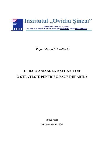 debalcanizarea balcanilor o strategie pentru o pace durabilÄ