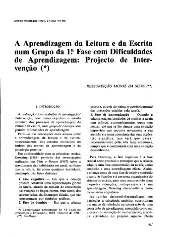 A Aprendizagem da Leitura e da Escrita num Grupo da l? Fase com ...