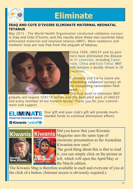 May/June 2013 Official Newsletter of : - Kiwanis