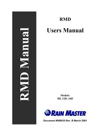 RMD Owners Manual - Rain Master Control Systems