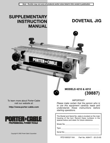 dovetail jig supplementary instruction manual (39887) - Rockler.com
