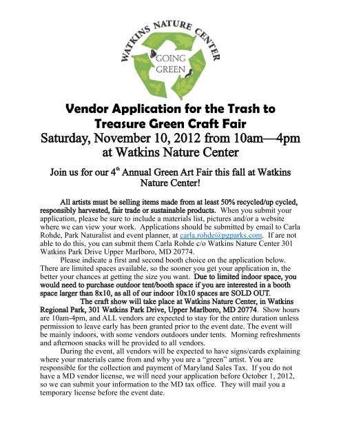 Vendor Application for the Trash to Treasure Green Craft Fair ...
