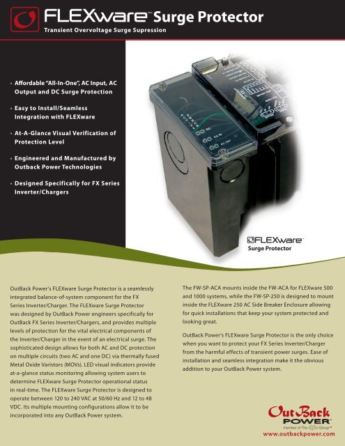 FLEXware Surge Protector Spec sheet - OutBack Power Systems