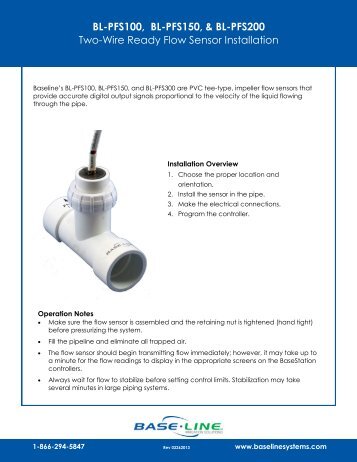 Two-Wire Ready Flow Sensor Installation Guide - Baseline Systems