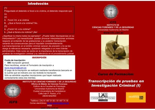 Transcripción de pruebas en Investigación Criminal (I ... - Matrix666