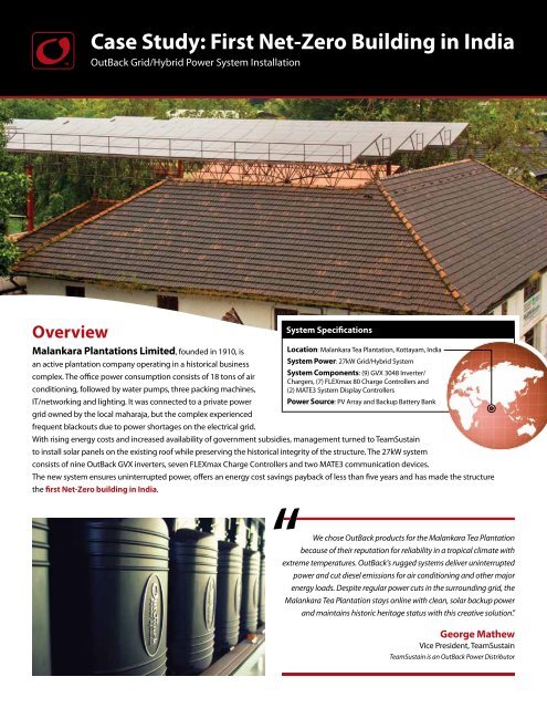 See this case study in PDF - OutBack Power Systems