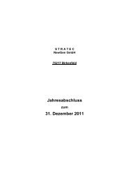 Jahresabschluss 31. Dezember 2011 - STRATEC Biomedical AG