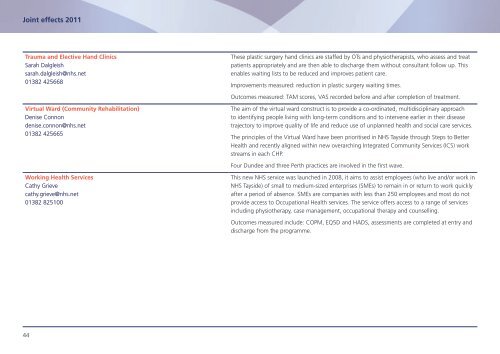 Joint effects 2011 - An update of the involvement - 18 Weeks