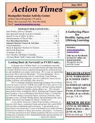 June Newsletter and Calendar - City of Montpelier, Vermont