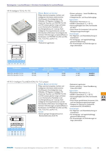 Produktübersicht Lampen, Vorschaltgeräte und Leuchten - Elevite