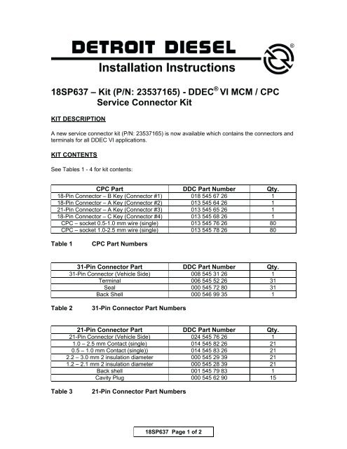 18sp637 A A A Kit P N Ddeca A Vi Mcm