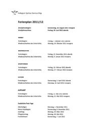 Ferienplan 2011/12 - Kollegium Spiritus Sanctus