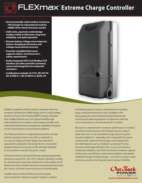 FLEXmax Extreme Datasheet - OutBack Power Systems